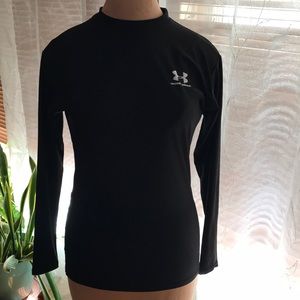 Under Armour long sleeve high neck, stretch shirt SZ XL Black